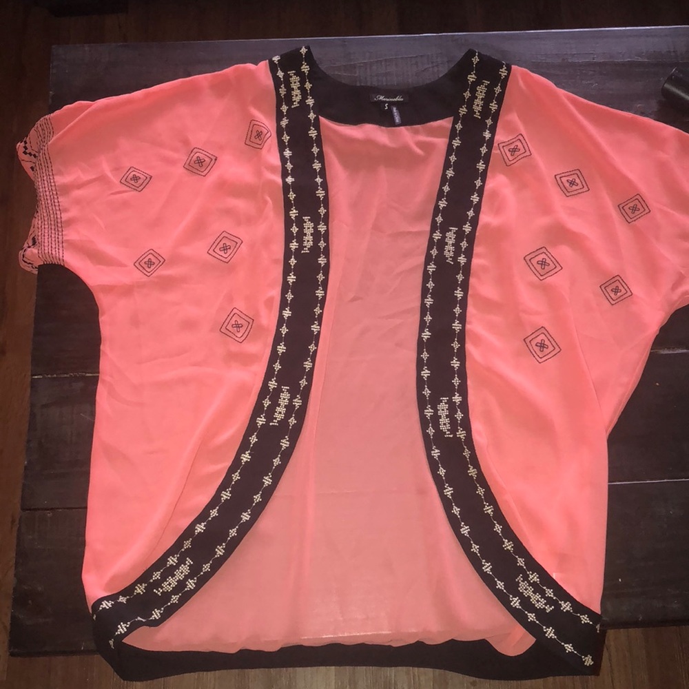 Kimono- short sleeve , tunic length , top